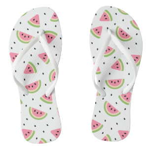 Roze watermeloenen, watermeloenzaden, zomerpatroon teenslippers