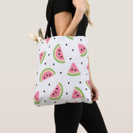 Roze watermeloenen, watermeloenzaden, zomerpatroon tote bag