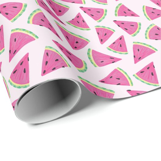 Roze watermeloenpatroon cadeaupapier (Rol Hoek)