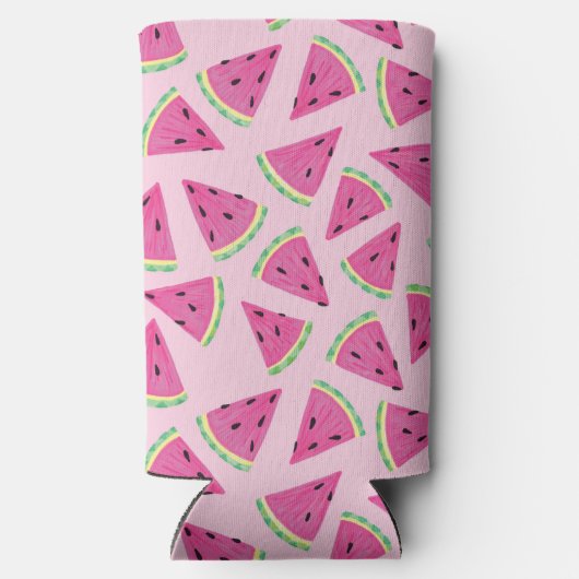 Roze watermeloenpatroon seltzer blikjeskoeler (Achterkant)