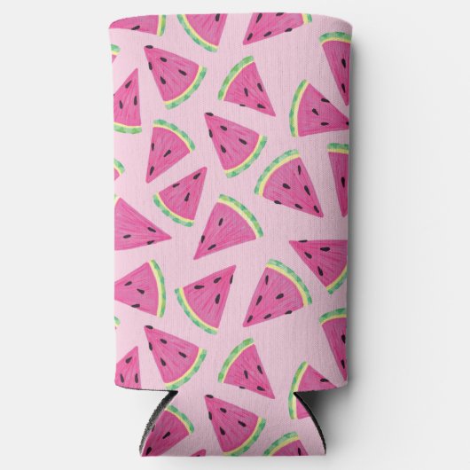 Roze watermeloenpatroon seltzer blikjeskoeler (Voorkant)