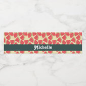 Roze watermeloenplakken op geel waterfles etiket (Enkel label)