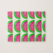 Roze watermeloensoort, van juffrouw, op citroen legpuzzel (Horizontaal)