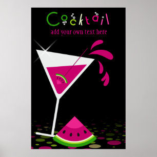 Roze Watermelon Martini Cocktail Party Poster