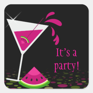 Roze Watermelon Martini Cocktail Party Sticker