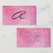 Roze watermerk monogram fancy tekst visitekaartje (Voorkant / Achterkant)
