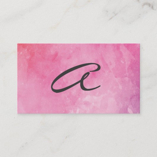 Roze watermerk monogram fancy tekst visitekaartje (Voorkant)
