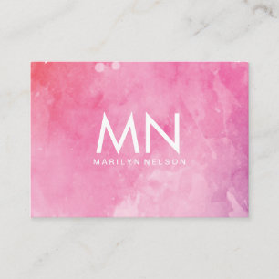 Roze watermerk monogram visitekaartje