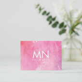 Roze watermerk monogram visitekaartje (Staand voorkant)
