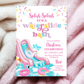Roze Waterslide Pool Party Verjaardag Uitnodiging