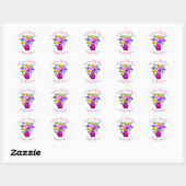 Roze watersprot en geel roze Baby shower Ronde Sticker (Vel)