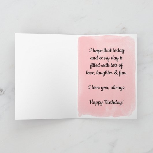 Roze Waterverf 15e verjaardag kleindochter Kaart (Binnen)