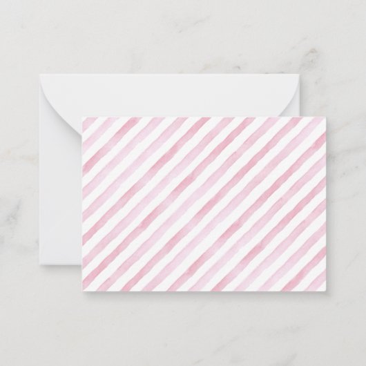 Roze Waterverf 1e verjaardag Notitiekaartje (Achterkant)
