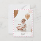 Roze Waterverf 1e verjaardag Notitiekaartje (Voorkant)