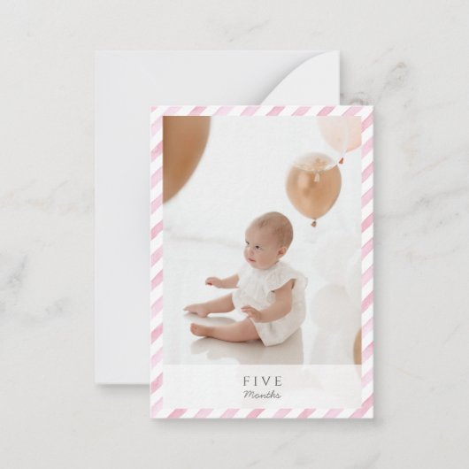 Roze Waterverf 1e verjaardag Notitiekaartje (Voorkant)