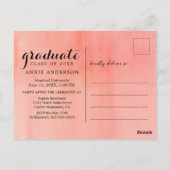 Roze Waterverf 3 Foto Afstuderen Uitnodiging (Achterkant)