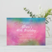 Roze Waterverf 40e uitnodiging van de Birthday Par (Staand voorkant)