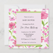Roze Waterverf Aangepast Baby shower Kaart (Voorkant)