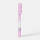 Roze Waterverf Aangepaste Foto met Naam iPhone Hoesje (Rechterkant)