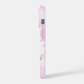 Roze Waterverf Aangepaste Foto met Naam iPhone Hoesje (Linkerkant)