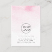 Roze waterverf aangepaste logo verticaal afsprakenkaartje (Achterkant)