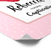 Roze waterverf aardbei en naam betekenis voor meis poster (Hoek)