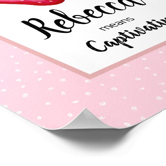 Roze waterverf aardbei en naam betekenis voor meis poster (Hoek)