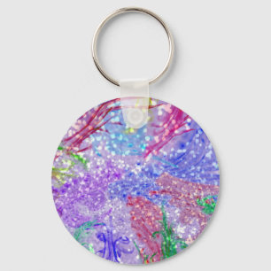 Roze Waterverf Abstract Glitter Foto afdrukken Sleutelhanger