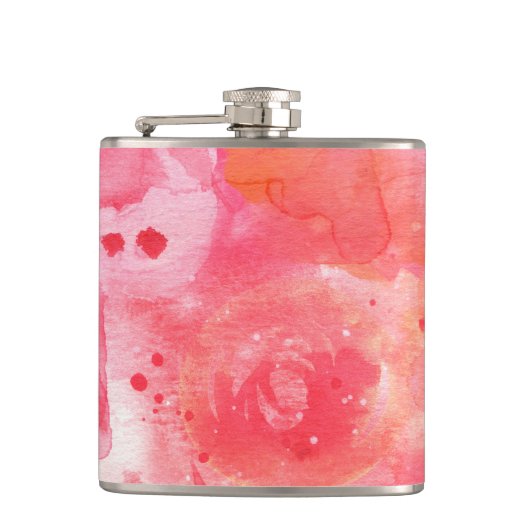 Roze Waterverf Abstract Heupfles (Voorkant)