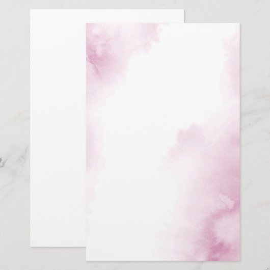 Roze Waterverf Abstract Lijst Briefpapier (Voorkant / Achterkant)