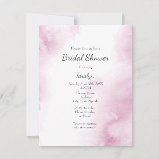 Roze Waterverf Abstract Lijst Kaart (Voorkant)