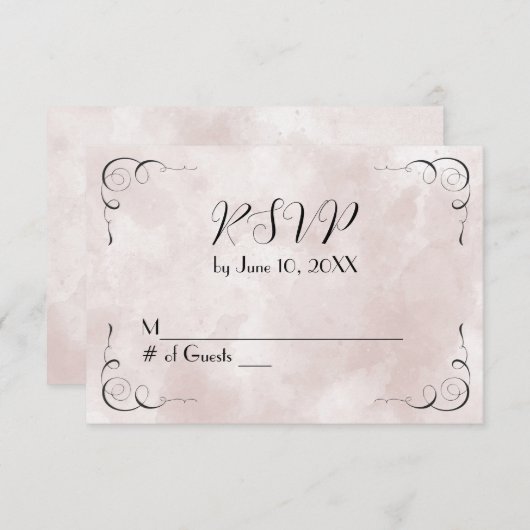 Roze Waterverf Abstracte bruiloft RSVP (Voorkant / Achterkant)