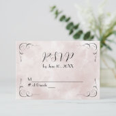 Roze Waterverf Abstracte bruiloft RSVP Kaartje (Staand voorkant)