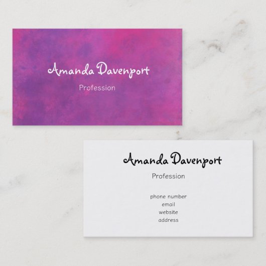 Roze Waterverf Abstracte textuur Visitekaartje (Voorkant / Achterkant)