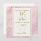 Roze Waterverf Abstracte uitnodiging voor marmer W (Voorkant / Achterkant)