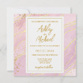 Roze Waterverf Abstracte uitnodiging voor marmer W (Voorkant)