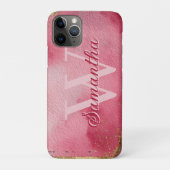 Roze Waterverf Achtergrond met Gouden Glitter Case-Mate iPhone Case (Achterkant)