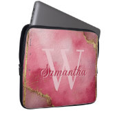 Roze Waterverf Achtergrond met Gouden Glitter Laptop Sleeve (Voorkant Rechts)
