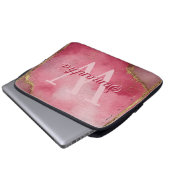 Roze Waterverf Achtergrond met Gouden Glitter Laptop Sleeve (Voorkant onderkant)