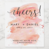 Roze Waterverf Achtergrond Wijnlabel Wijn Etiket (Enkel label)