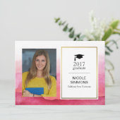 Roze Waterverf Afstuderen fotokaart Kaart (Staand voorkant)