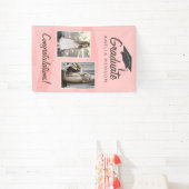 Roze Waterverf Afstuderen Gefeliciteerd 2 Foto Spandoek (Insitu)