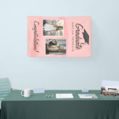 Roze Waterverf Afstuderen Gefeliciteerd 2 Foto Spandoek (Beurs)