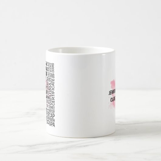 Roze Waterverf Afstuderen Typografie Mok voor haar (Center)