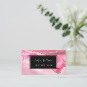 roze waterverf agate visitekaartje (Staand voorkant)