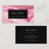 roze waterverf agate visitekaartje (Voorkant / Achterkant)