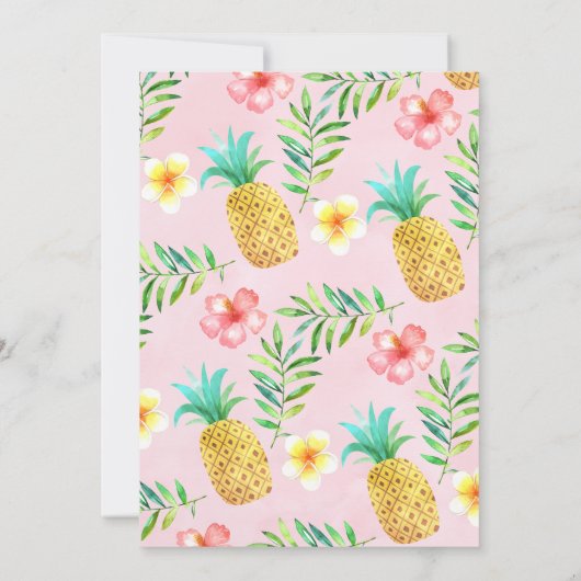 Roze Waterverf Aloha Luau Verjaardagsuitnodiging Kaart (Achterkant)