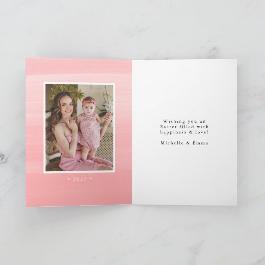 Roze Waterverf Arch 2 Fotopaasmaak Feestdagen Kaart (Binnen)