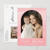 Roze Waterverf Arch 2 Fotopaasmaak Feestdagenkaart (Voorkant / Achterkant)