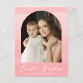 Roze Waterverf Arch 2 Fotopaasmaak Feestdagenkaart (Voorkant)